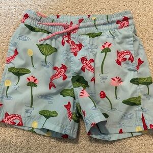 The Beaufort Bonnet koi swim shorts, size 3T
